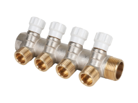 Коллектор латунный с регулирующими вентилями 1quot;x3/4quot; 4 вых