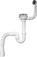  Сифон для мойки 3 1/2"х40 прямоточный с мет.реш. с круглым переливом с г.т. 40х40/50