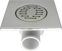  Трап квадратный 150х150мм с глянцевой нерж.реш., горизонтальный, выпуск 50 мм