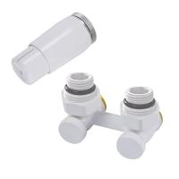 Комплект узла нижнего подкл SCHLOSSER угловой STANDARD 3/4quot; (белый) с термоголовкой М30х1,5, ниппеля 1/2quot;Х3/4quot;