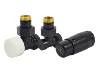 Комплект узла нижнего подкл SCHLOSSER угловой STANDARD MINI 1/2quot; (Ral 9005) с термоголовкой MINI DIAMANT М30х1,5