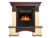 Портал Firelight Forte Classic камень бежевый, шпон темный дуб