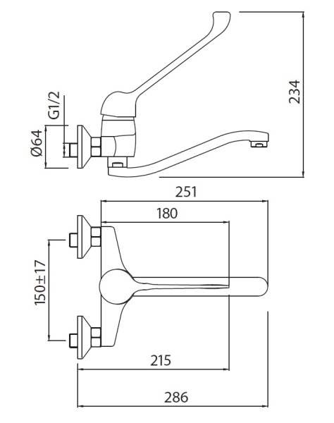 CREAVIT Home Cмеситель для ванны  (для инвалидов)