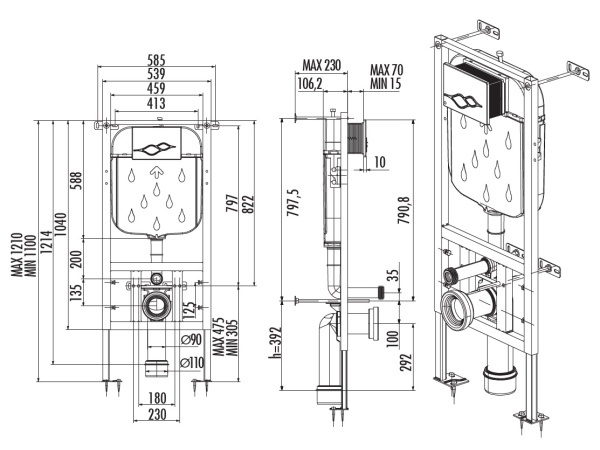 CREAVIT Инсталляция для подвесного унитаза