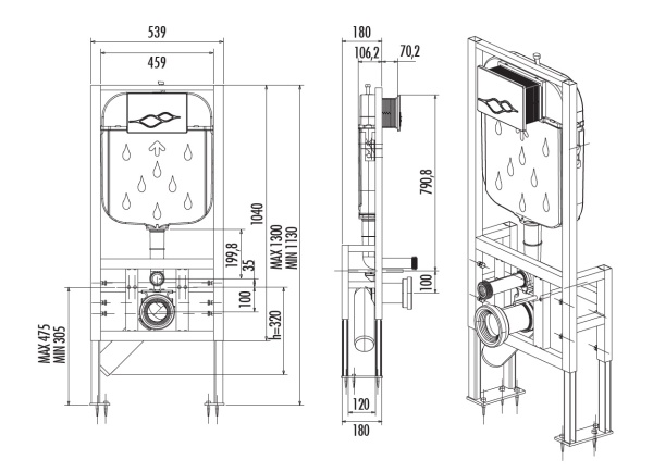 CREAVIT Инсталляция для подвесного унитаза к полу