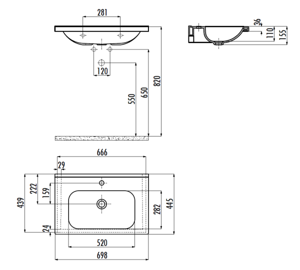 CREAVIT Раковина ID070 мебельная (45*70см)