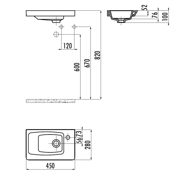 CREAVIT Раковина MY045 мебельная (45см)