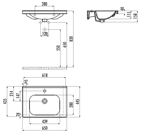 CREAVIT Раковина EK065 мебельная  (45*65см)