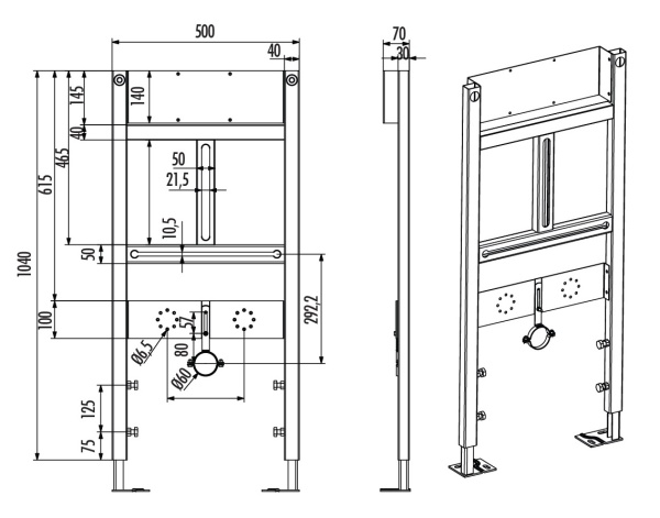 CREAVIT Инсталляция для писсуара (крепеж к стене) GPM600.01