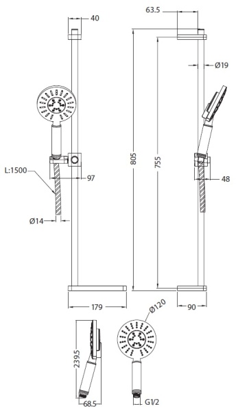 CREAVIT Душевой гарнитур SH463