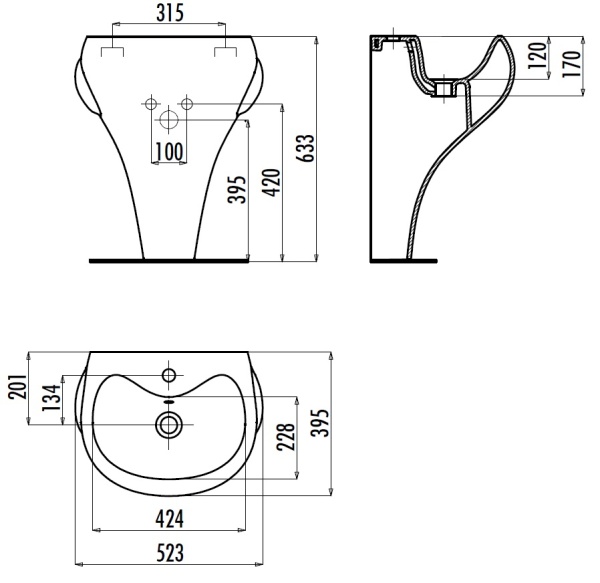 CREAVIT DUCKY Раковина напольная детская ЖЕЛТЫЙ DC052.00000Y