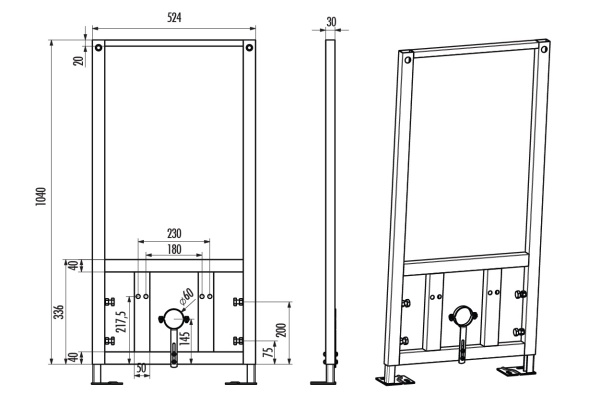 CREAVIT Инсталляция для биде GBM500.01 (к стене)