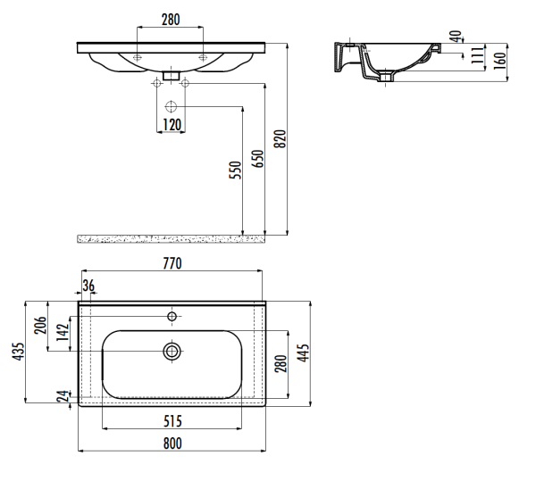 CREAVIT Раковина EK080 мебельная  (45*80см)
