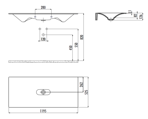 CREAVIT Раковина мебельная с отверстием (120см) DP120