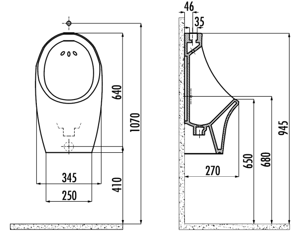 CREAVIT Писсуар (верхняя подводка)